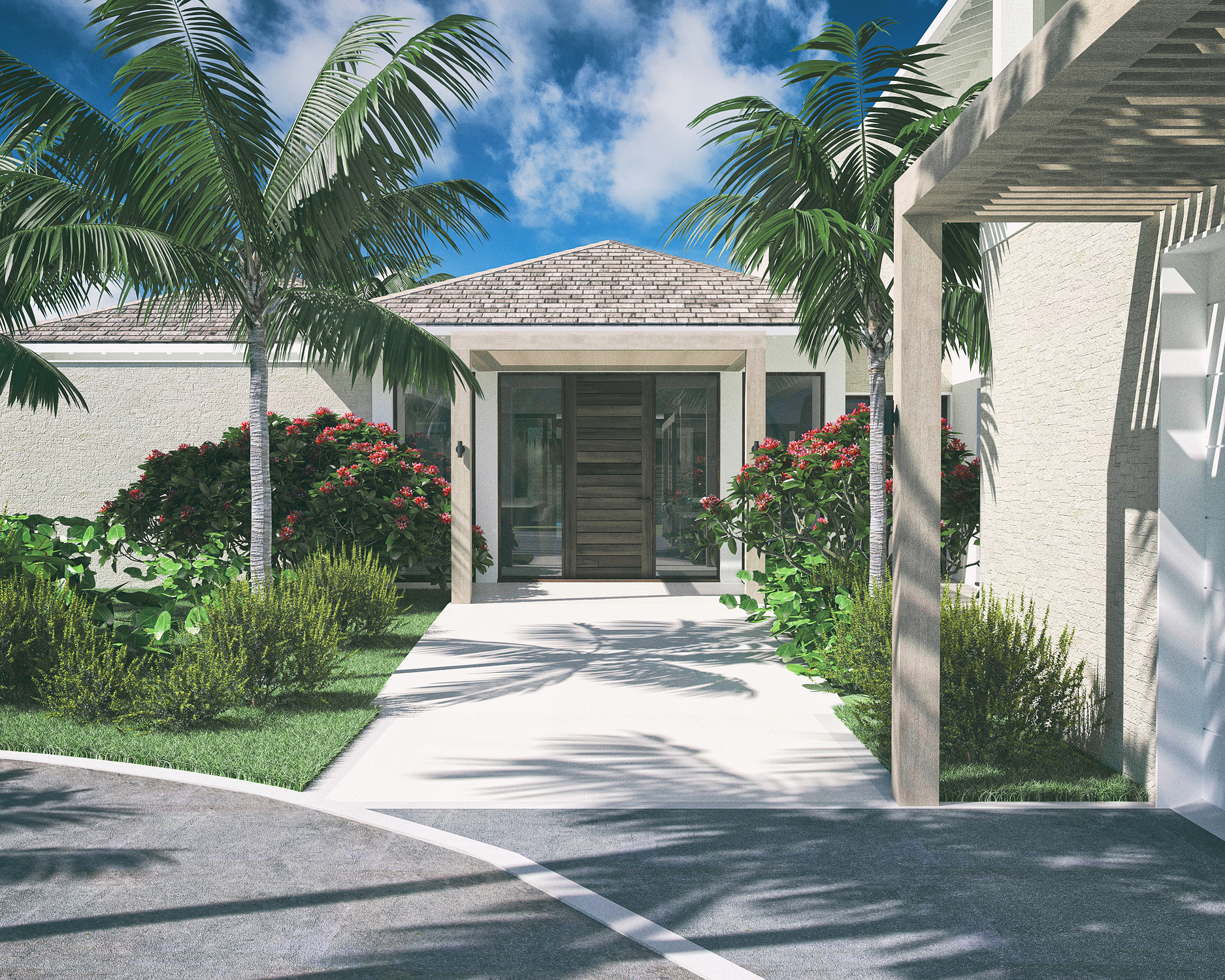 Rendered image of the front entrance
