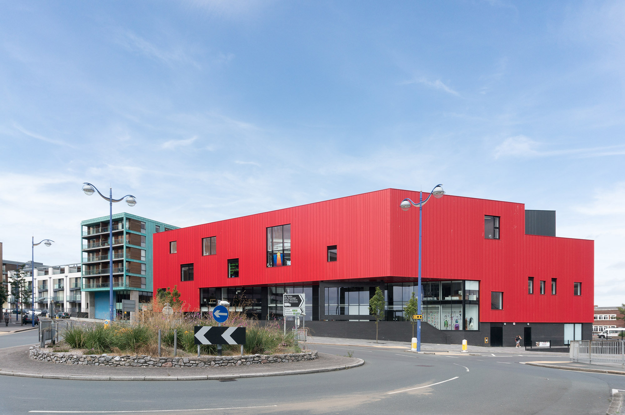 View of the entrance to the school across Millbay Road